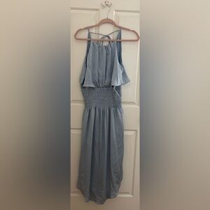 Elizabeth Crosby Light Blue Halter Midi Dress